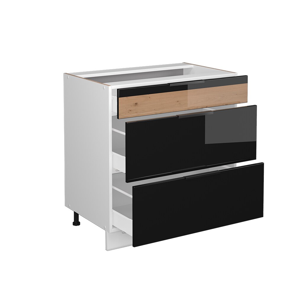 Vicco Schubladenunterschrank Küchenschrank Küchenmöbel Fame-Line Weiß Schwarz Eiche 80 cm modern Hochglanz