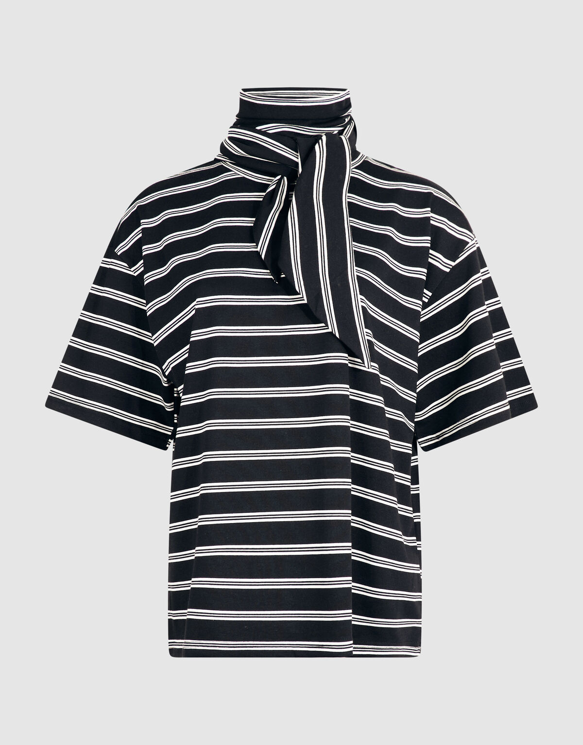 Scarf Striped T-shirt Zwart/Wit