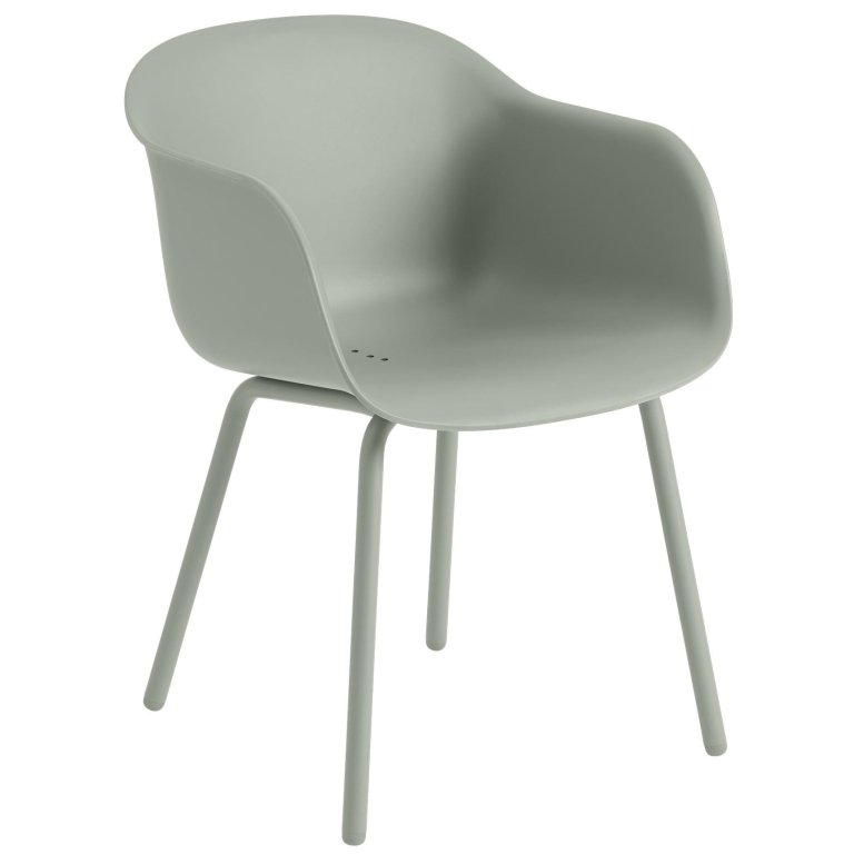 Muuto Fiber tuinstoel met armleuning groen
