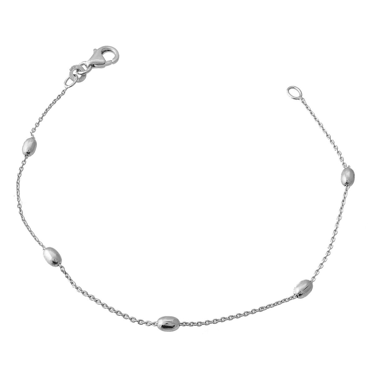 Bracelet suite de 5 billes ovales Argent 925 Rhodié