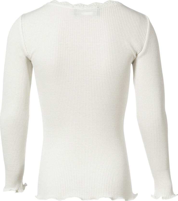 Rosemunde Silk t-shirt regular ls w/ lace Hvid