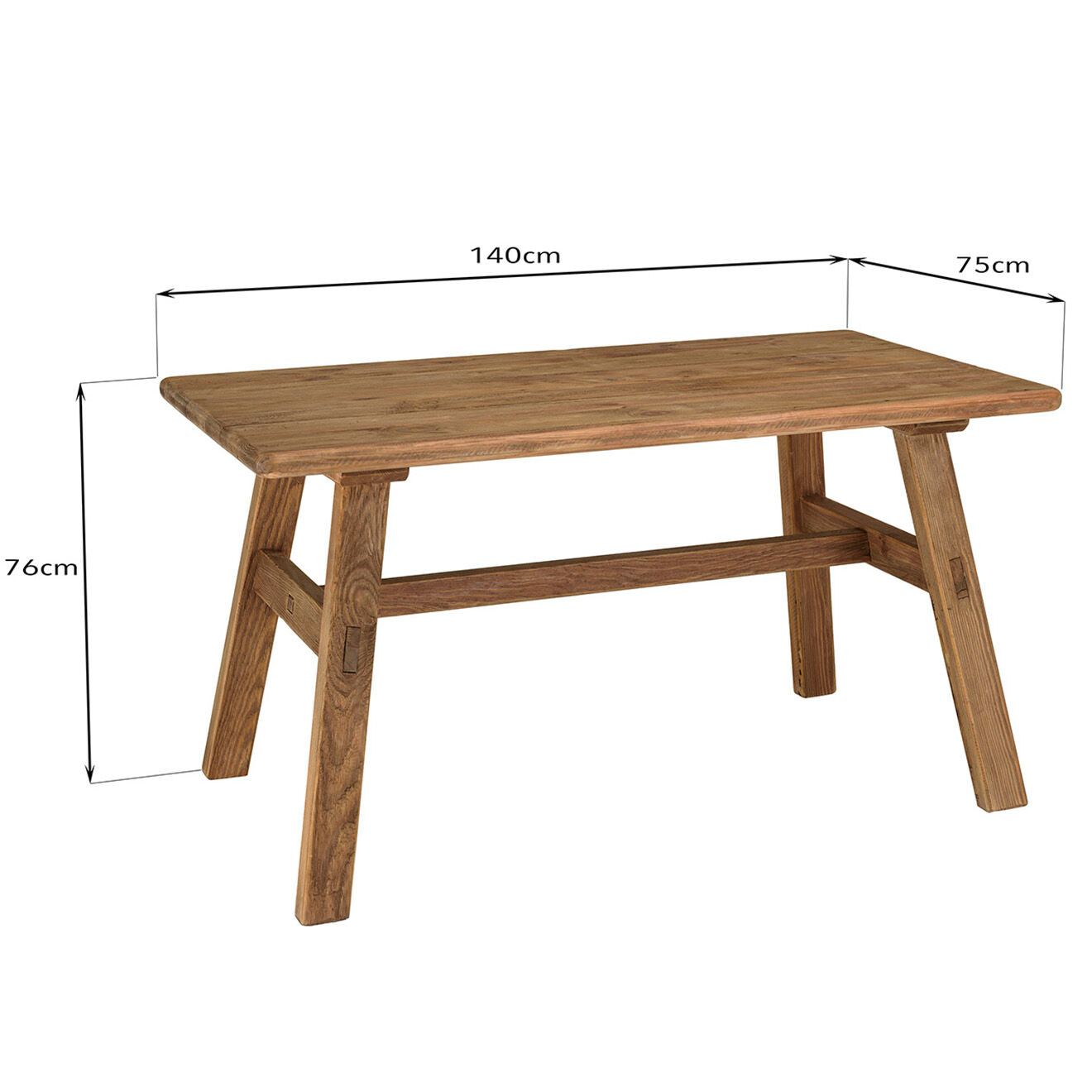 Macabane Table à manger bois Pin recyclé Andrian marron - 140x75 cm