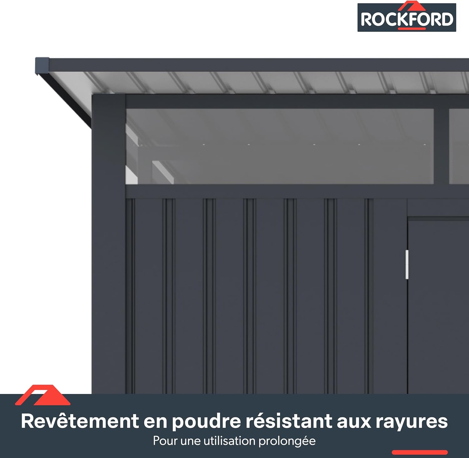 Rockford Porto 400 Gartenhaus aus Metall, Anthrazit