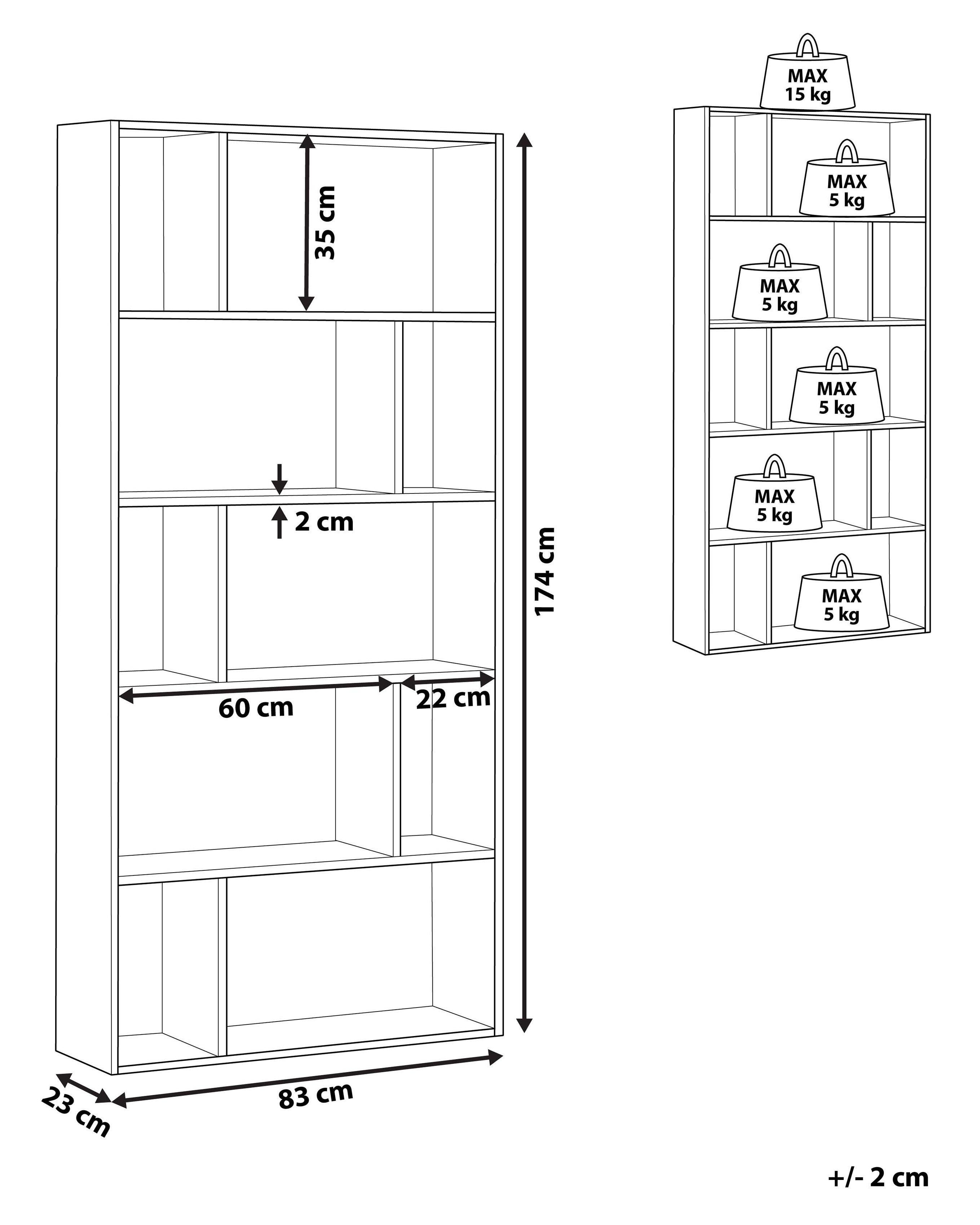Boekenkast met 5 planken ORILLA 174 cm Wit