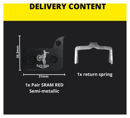 Paires de Plaquettes BLACK RIDER pour SRAM Red Semi-Métallique 