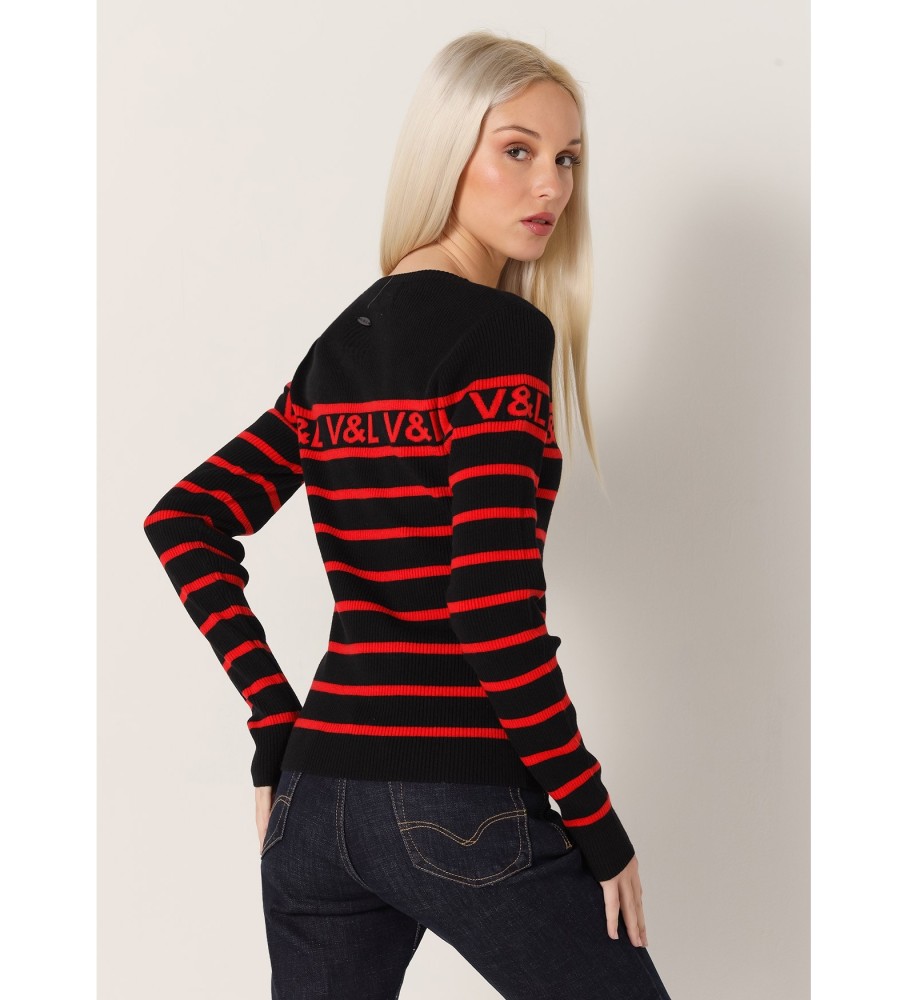 Victorio & Lucchino, V&L Jersey Knit com gola redonda e listras pretas