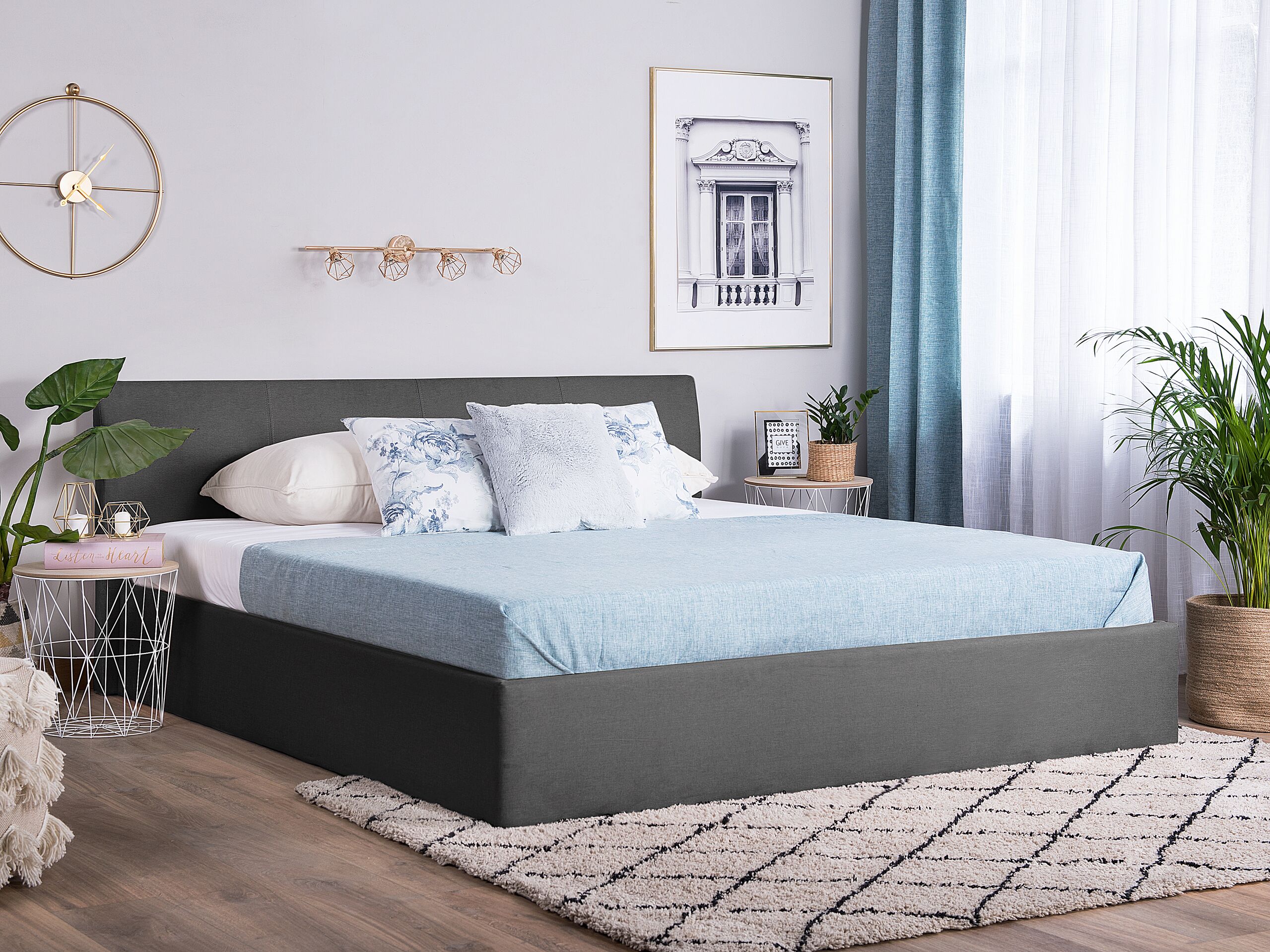 Beliani - ORBEY - Tweepersoonsbed - Grijs - 180 x 200 cm - Polyester