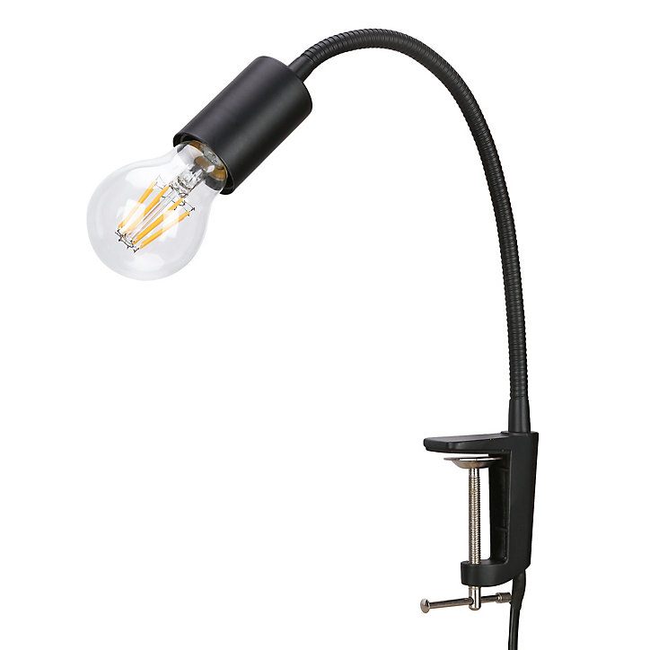Spot pince E27 5W GoodHome Ghlin noir l.21 x H.32.5 x Ø 4,3cm