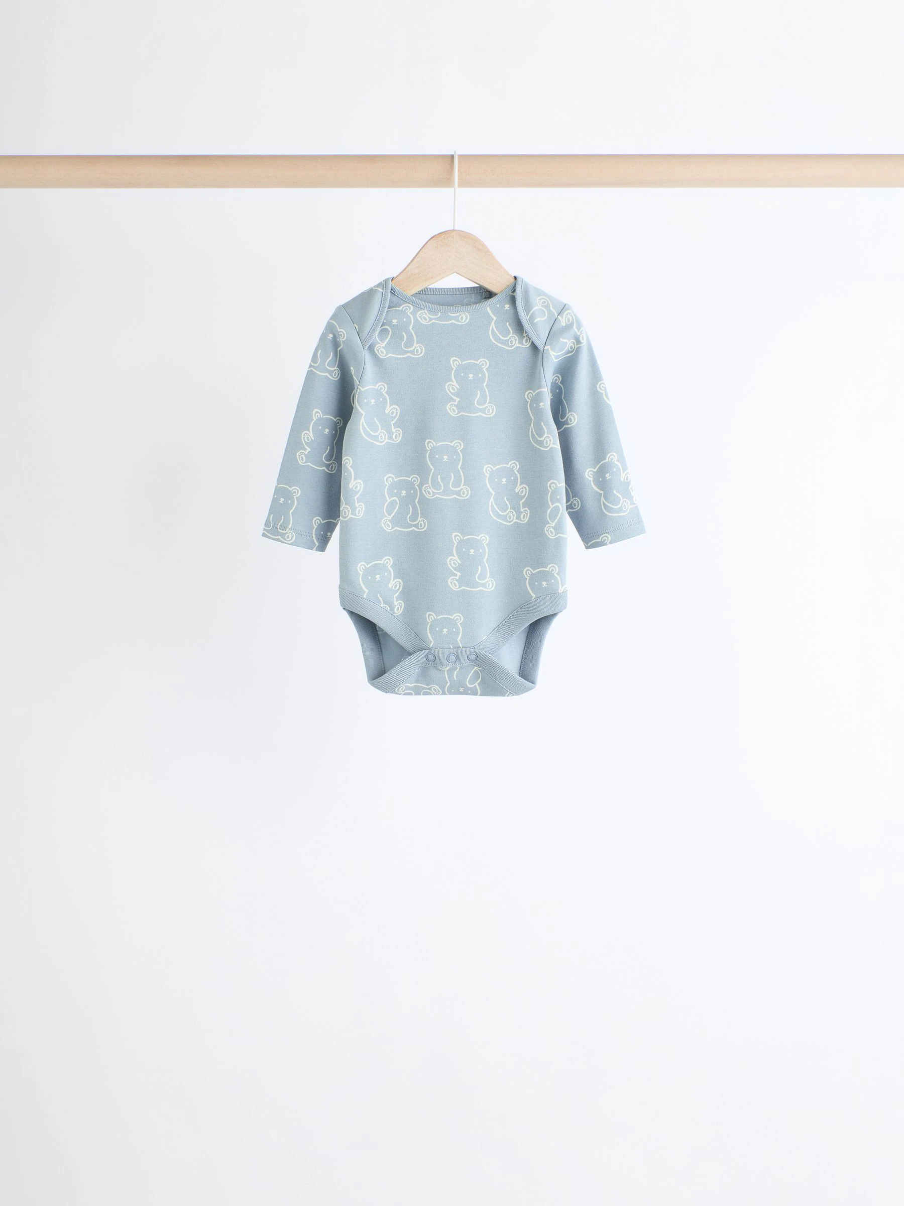 Babyblauw - Set van 5 rompertjes met lange mouwen