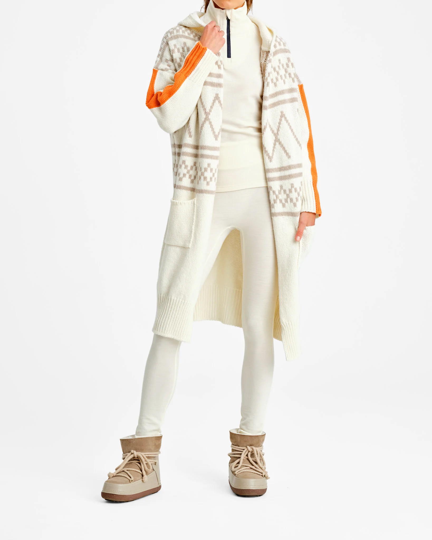 Setesdal Long Cardigan Dame Cream