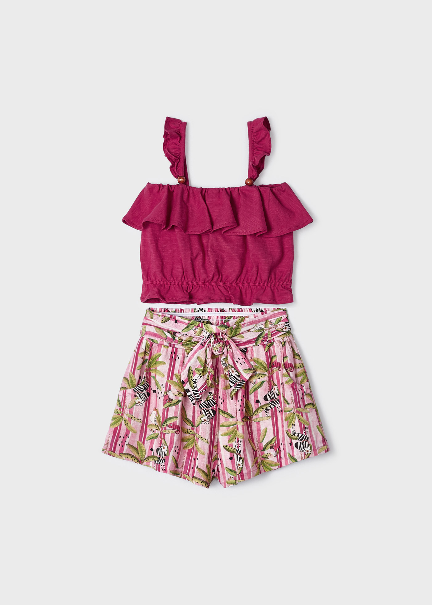Conjunto de duas peças com shorts estampados para meninas