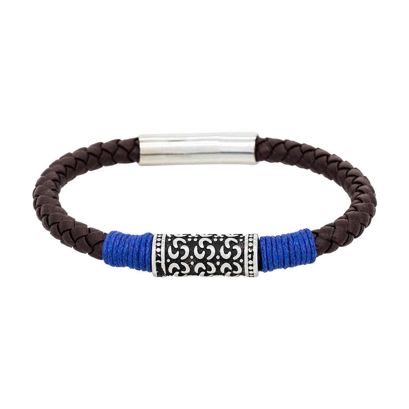 Rockstone Bracelet Blue Rope en Cuir marron/bleu