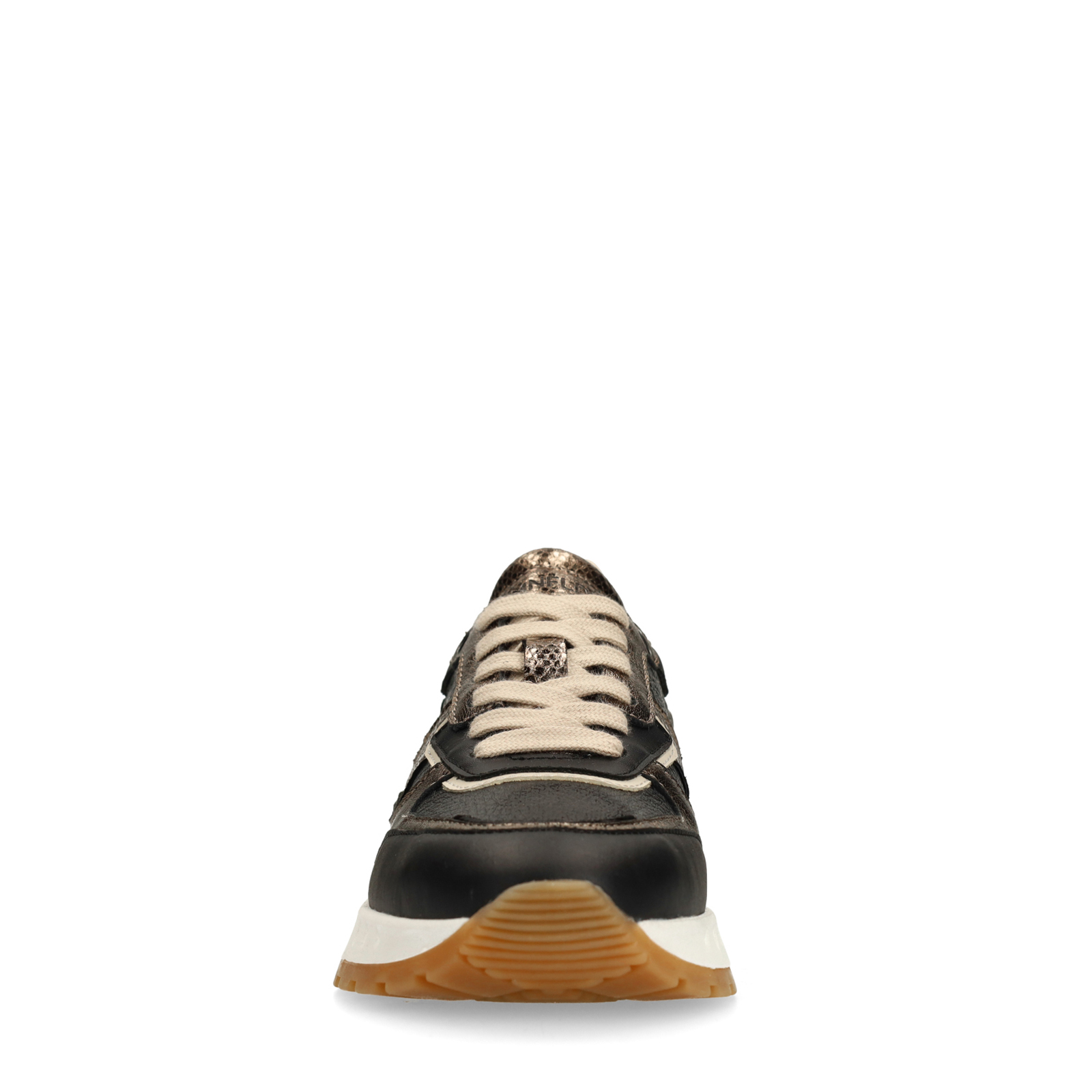 Zwarte leren sneakers met metallic details