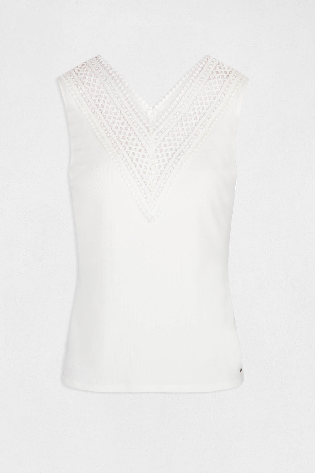 Top canelado com alças largas - Branco