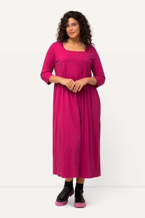 Jerseykleid, A-Linie, Carree-Ausschnitt, 3/4-Arm