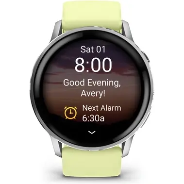 Montre connectée Garmin Venu 4 gris et silver - bracelet silicone jaune citron - 45mm