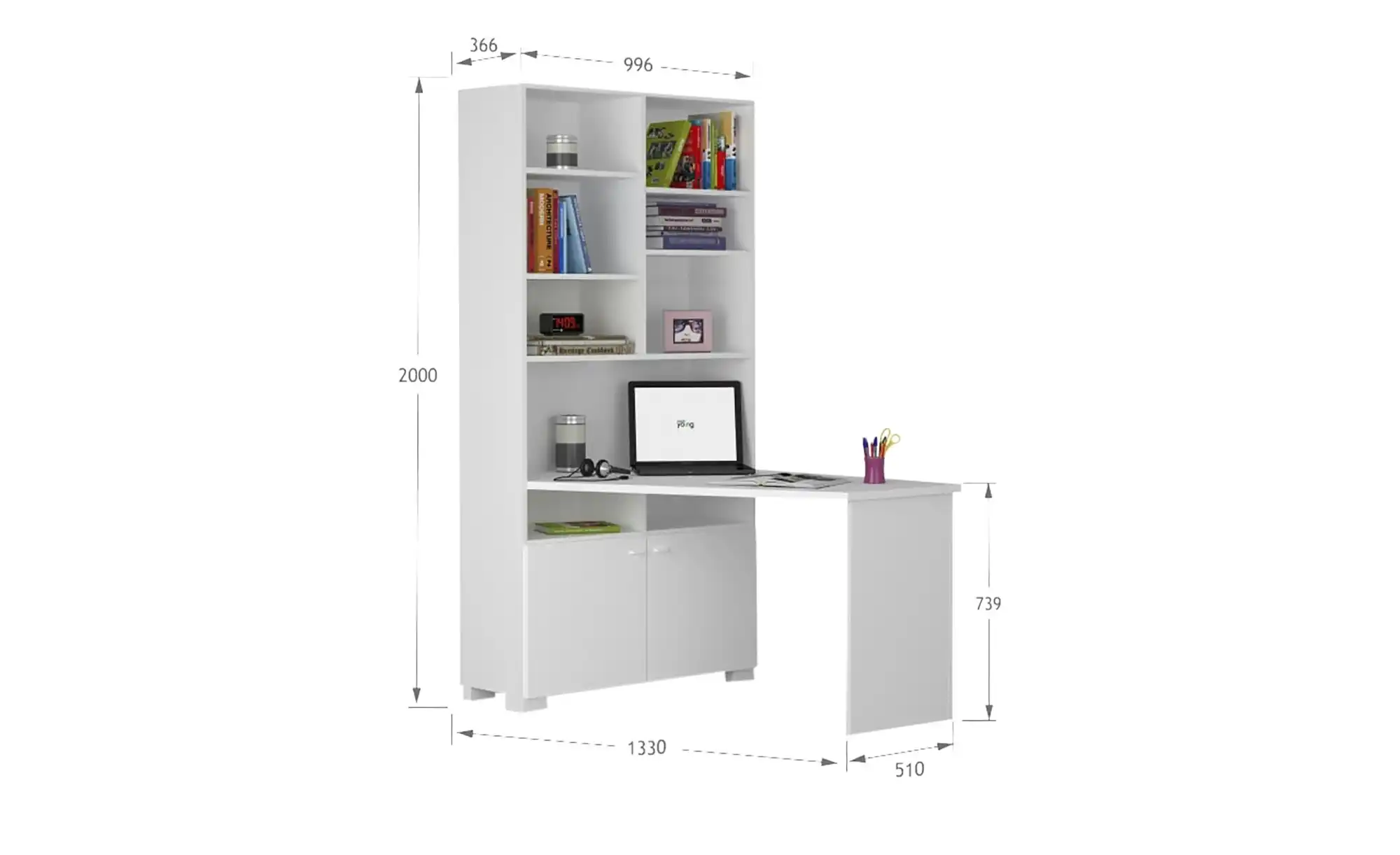 Schreibtischregal Uni White