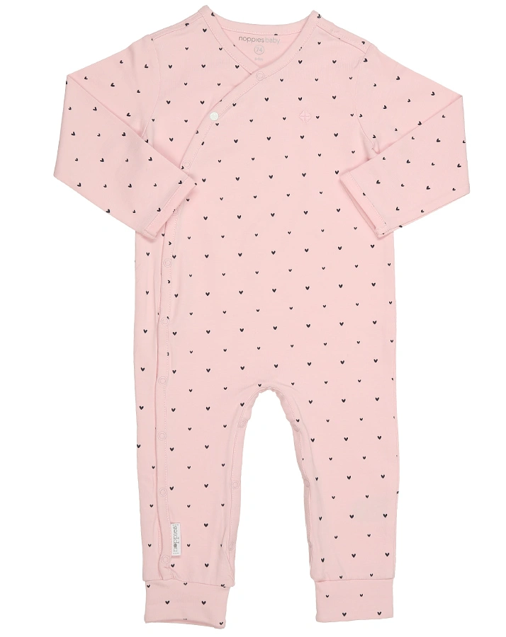 Strampler NEMI – HEARTS ohne Fuß in rosa