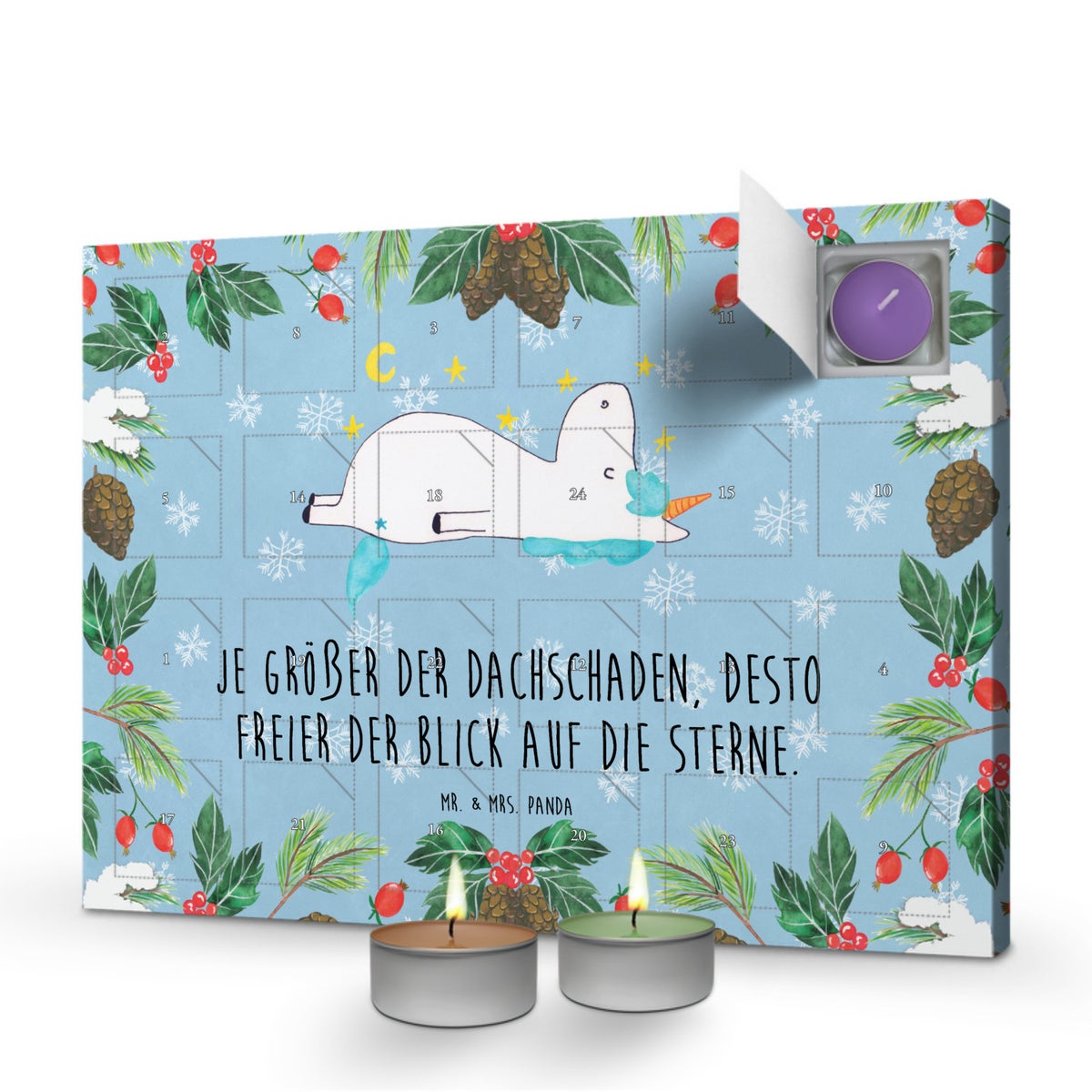 Mr. & Mrs. Panda Geurkaars Adventskalender Eenhoorn Sterrenhemel - Pastelblauw