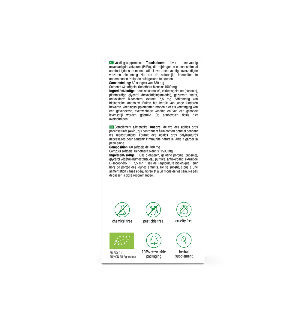 Purasana Teunisbloem Onagre Bio (60 capsules)