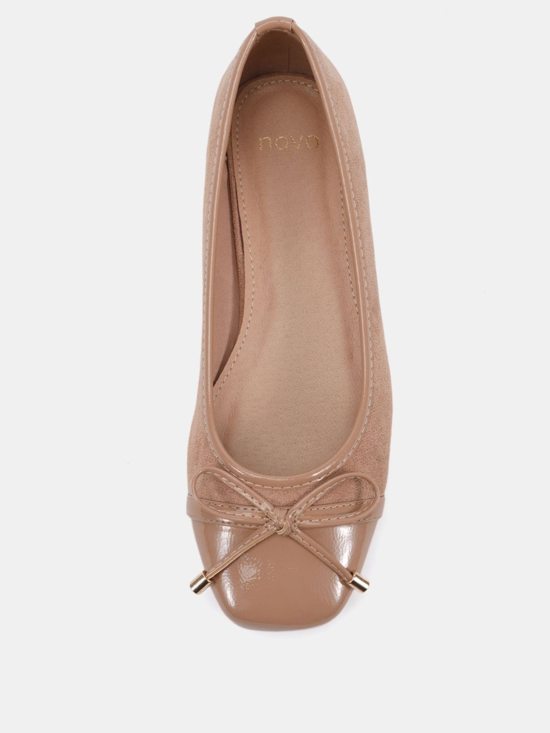 Licht beige - Novo CAPRICORN Soft Sqaure Toe Cap Bow Ballerinas