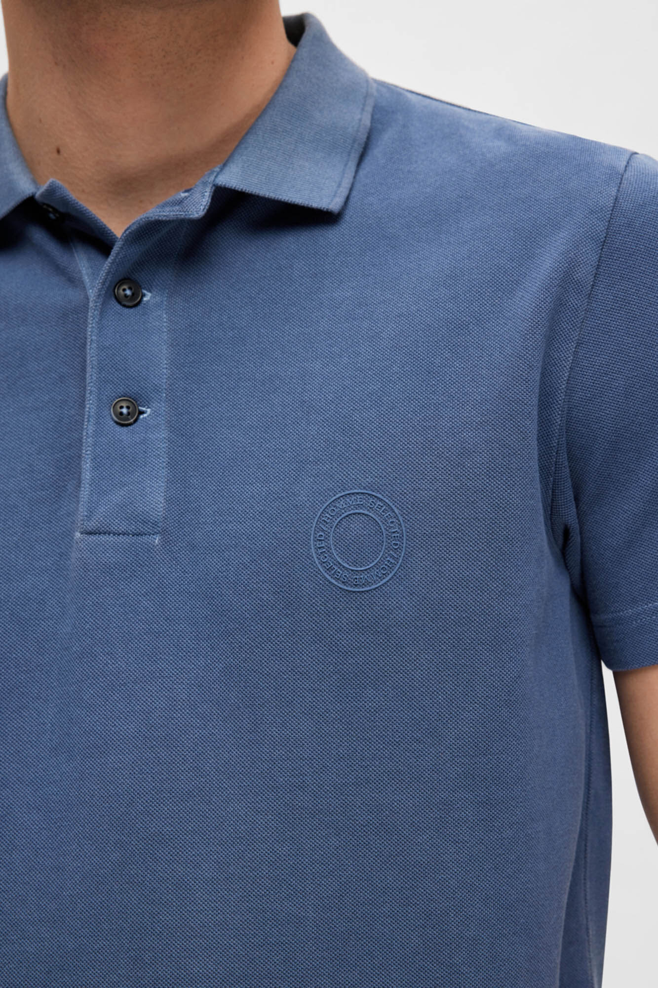 Camisa polo de manga curta, 100% algodão orgânico. - Azul