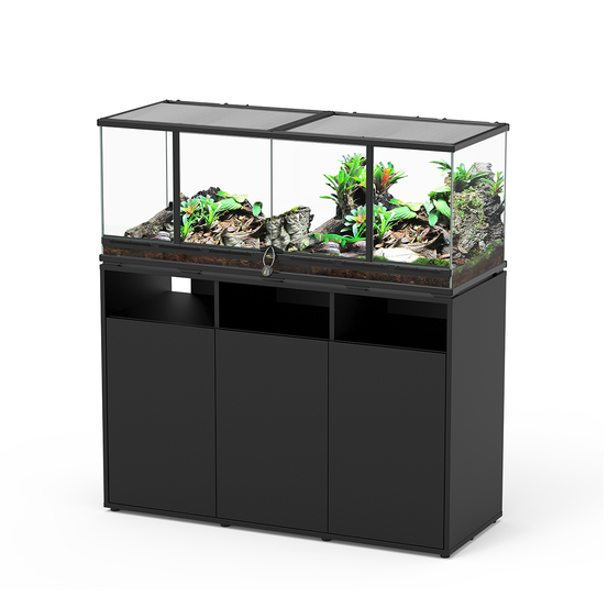Terrarium et Meuble avec portes Noir L.118xP.45xH.45cm