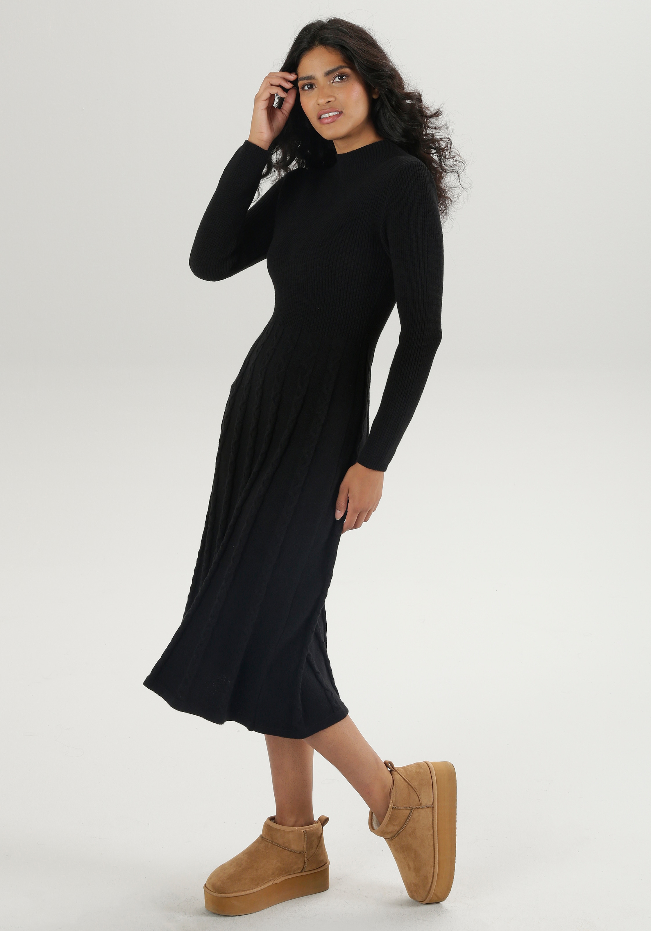 Aniston SELECTED Strickkleid mit Zopfstrickmuster