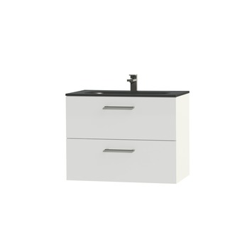 Tiger badkamermeubel Studio 80cm hoogglans wit/matzwart met ronde RVS greep