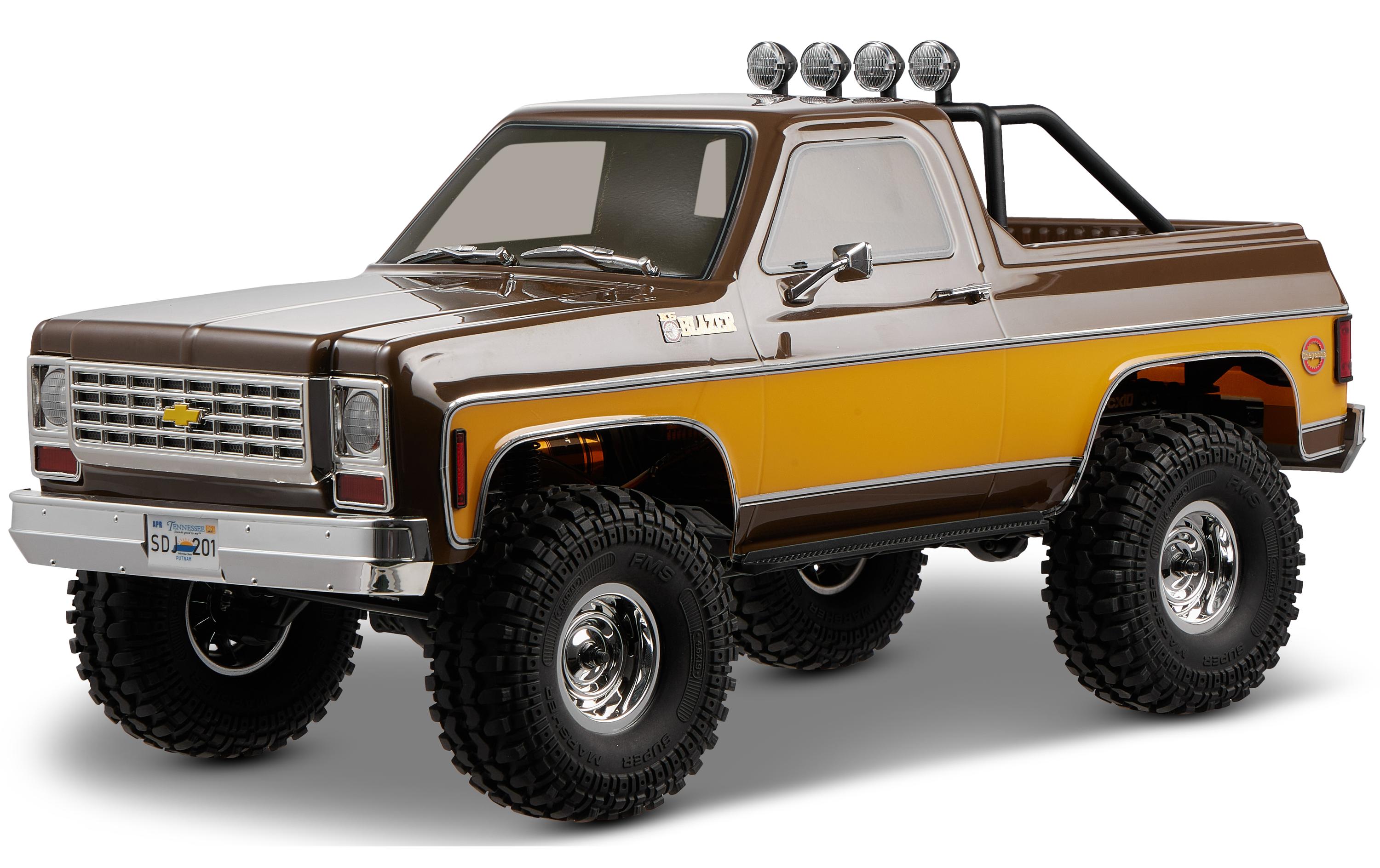 Scale Crawler FCX10 Chevrolet K5 Blazer Braun, ARTR, 1:10<br>Rock Crawler mit detaillierter Chevrolet Blazer Karosserie, 2-Gang Getriebe udn Differentialsperren