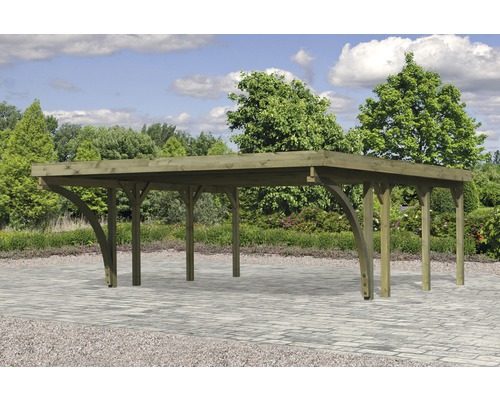Dubbele carport Karibu Pluwig 2 variant C 598x673 cm drukgeïmpregneerd