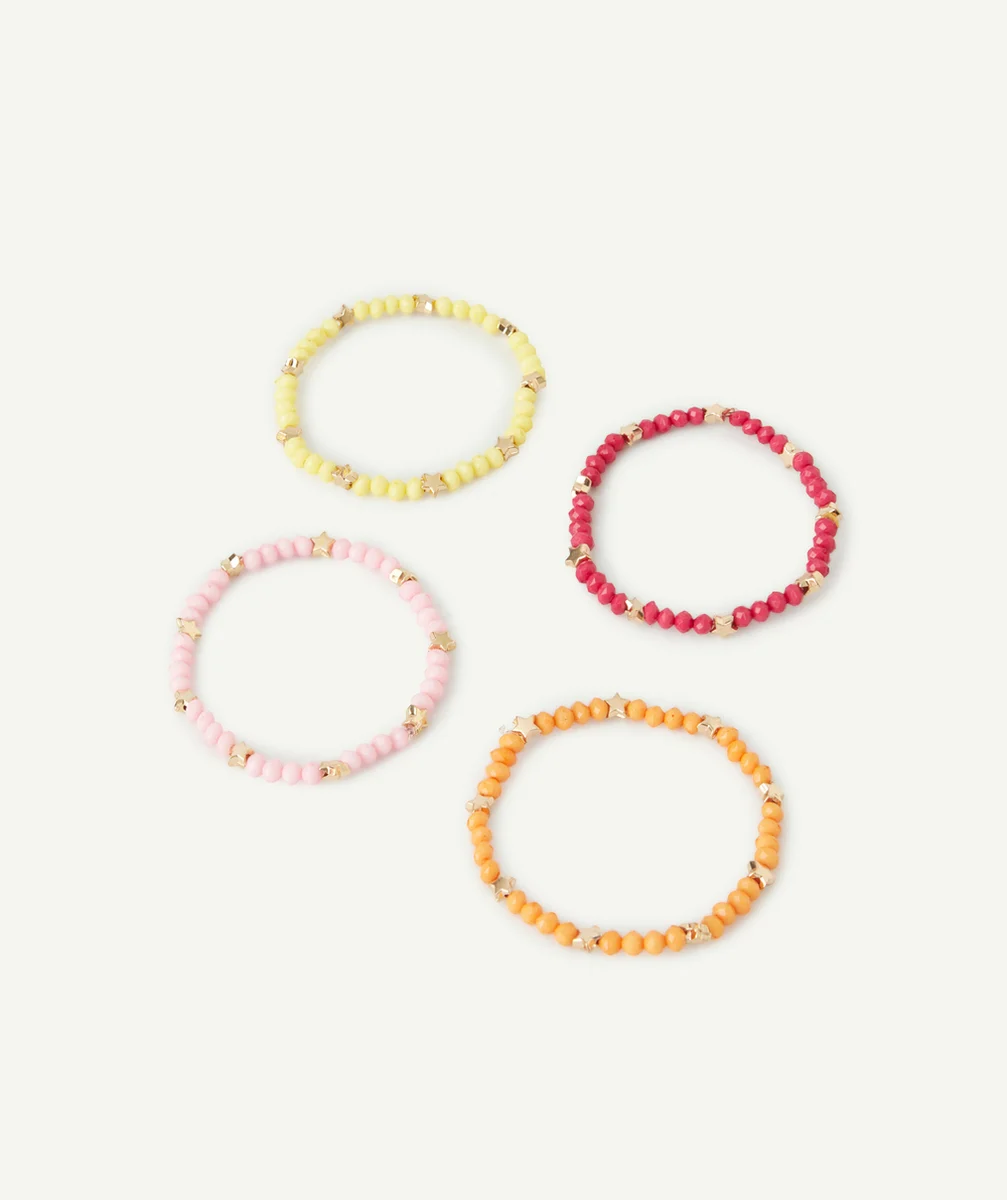LE LOT DE 4 BRACELETS DE PERLES COLORÉES ET DORÉES