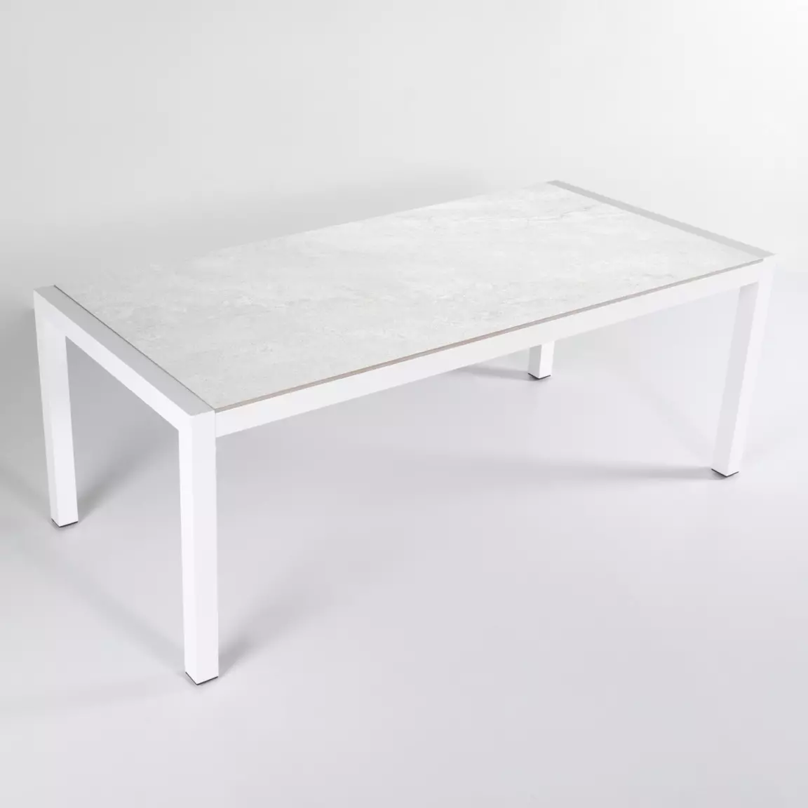 Table de jardin en aluminium et céramique 6 places (150 x 75 cm) Modena Blanc