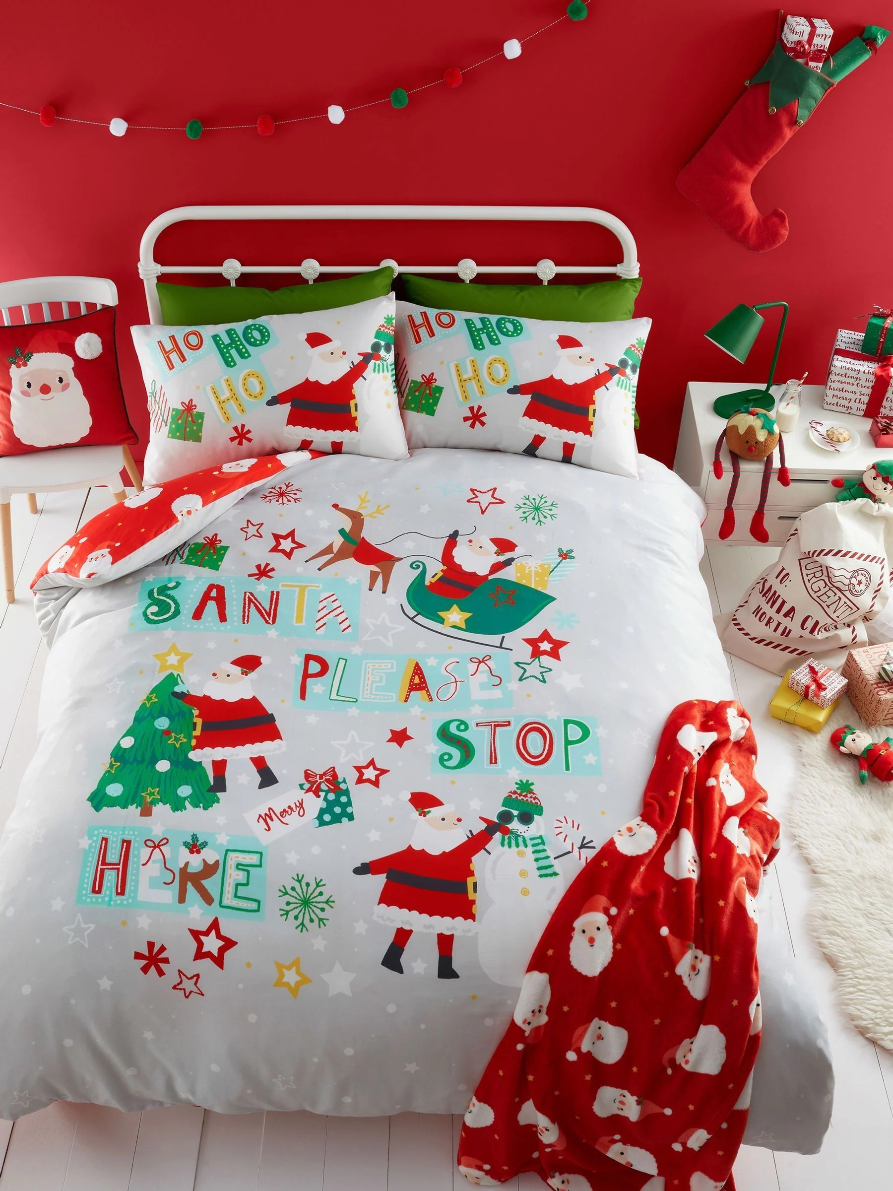 Bedlam Kerstmis Santa Stop Hier Glow in the Dark Dekbedset