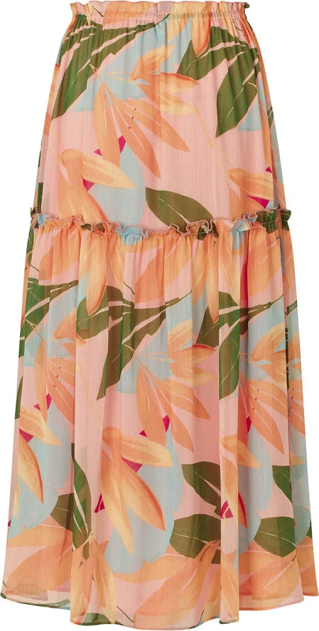 Rosemunde Recycled chiffon skirt Tropical leaves print