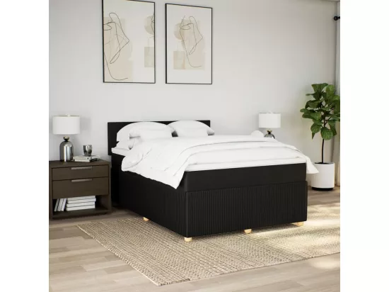 Sommier à lattes de lit avec matelas Noir 140x190 cm Tissu