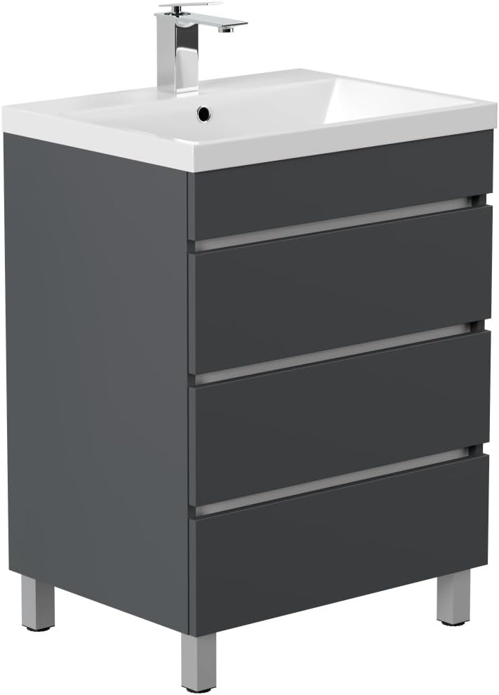 Magnolia Home Stand Badmöbel Via 60 SoftClose mit DREI grifflosen Schubladen