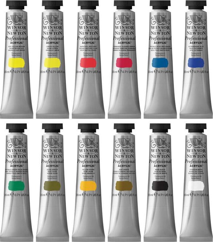 Winsor & Newton - Akrylmaling Sæt - 12X20 ML