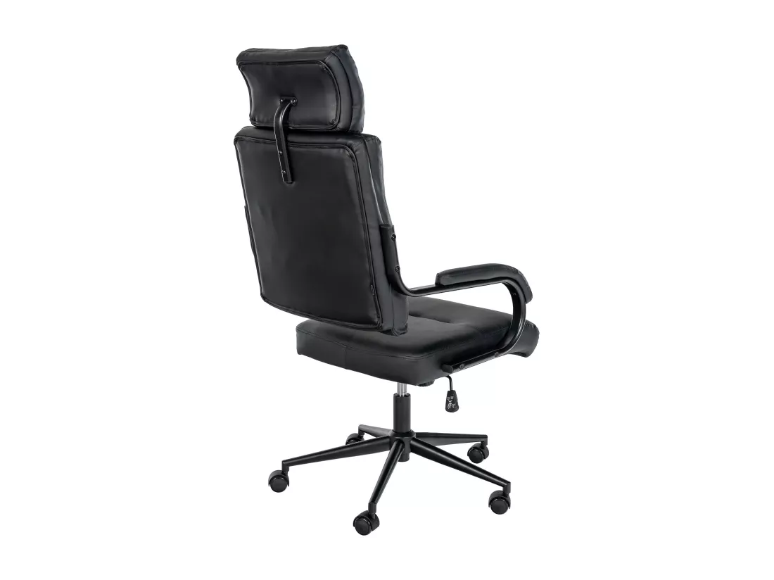 Chaise de bureau - Similicuir & Blanc - Noir / Noir - Campo