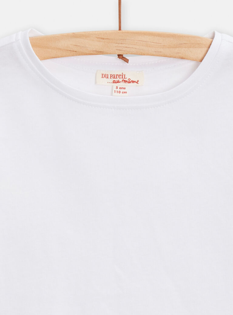 T-shirt manches longues blanc pour fille