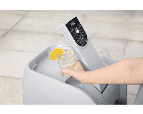 Bestway® LAY-Z-SPA® Santorini HydroJet Pro™ opblaasbare hottub met massagesysteem, 10 HydroJet™-sproeiers, 180 AirJet™, vorstbeveiliging en aardingsdetectiesysteem, grijs