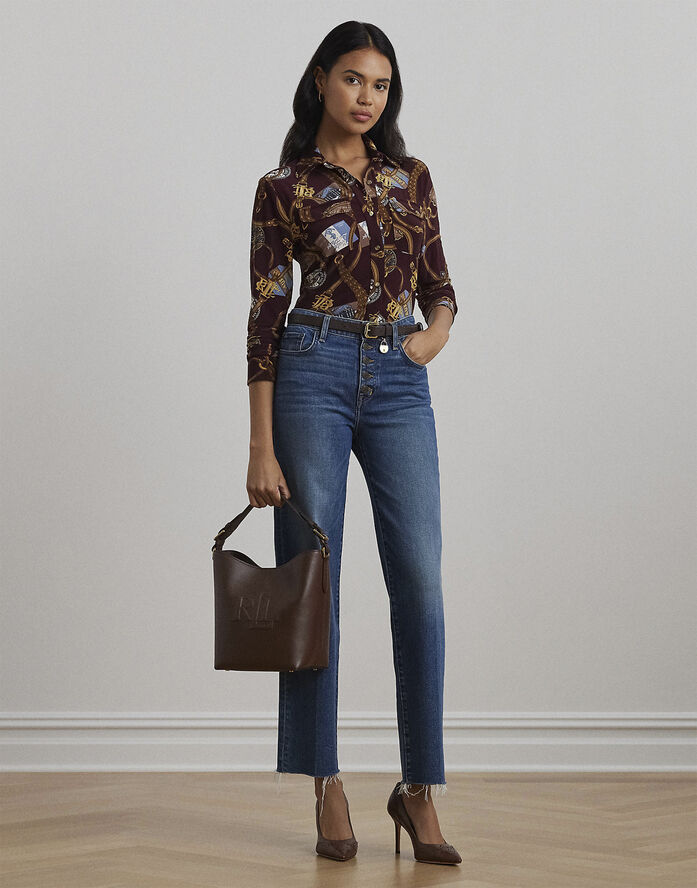 Lauren Ralph Lauren STR CLASSIC JERSEY-LSL-CRD Burgundy multi