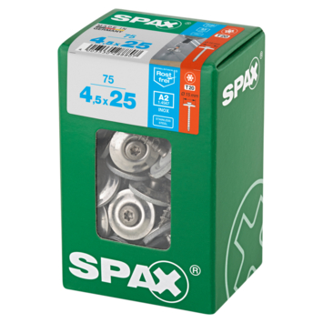 Spax plaatmetaalschroef 4,5 x 25 mm rvs a2 75 stuks