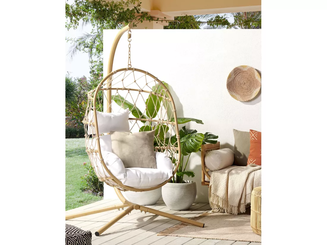 Fauteuil suspendu avec support ADRIA Métal Beige