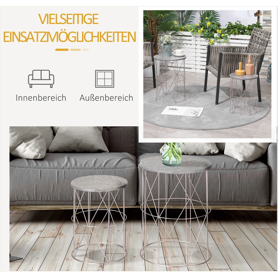 Outsunny Gartentisch mit Metallrahemen gold