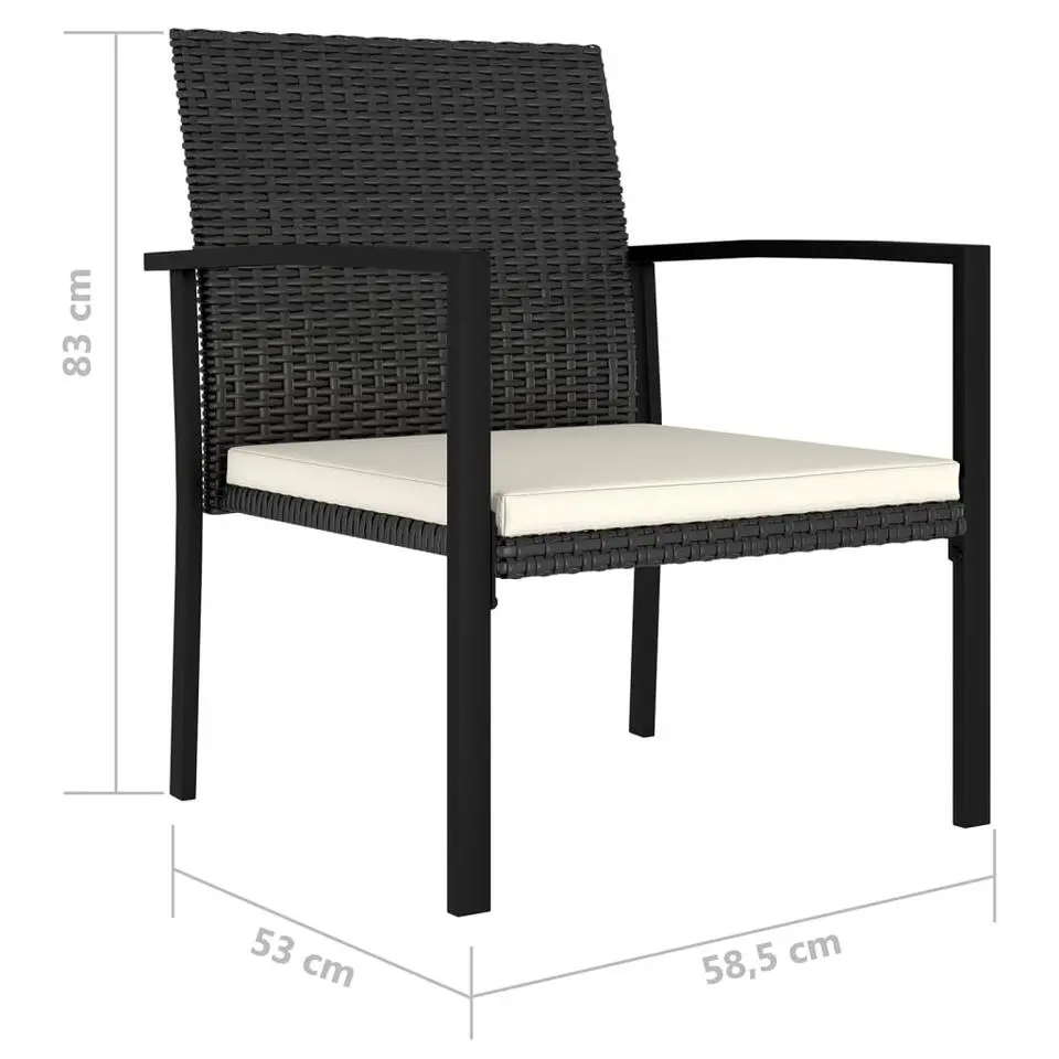 vidaXL - Tuinstoelen - Zwart - Poly rattan - 4 stuks