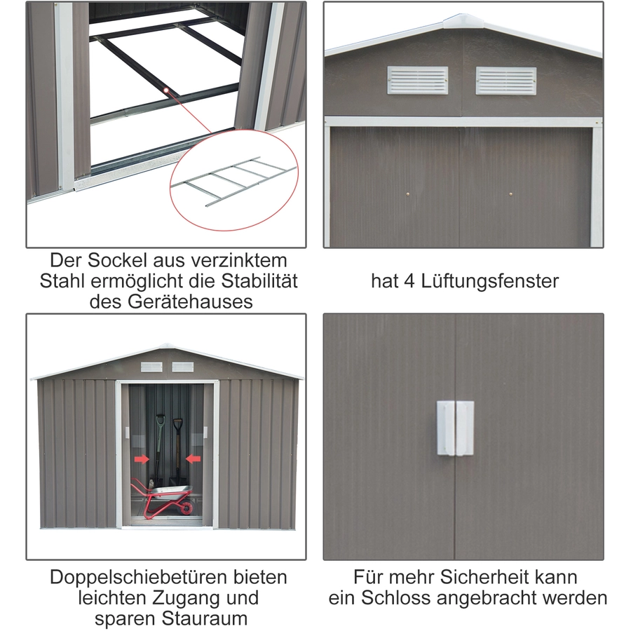 Outsunny Gartenschuppen grau
