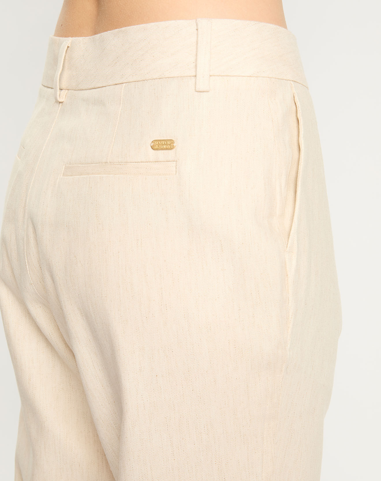 Scotch & Soda Pantalon en Lin mélangé à pinces écru