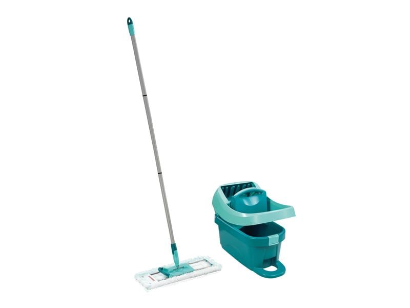 Leifheit Flachwischer Profi Set Bodenwischer und Wischtuchpresse mit Rollen