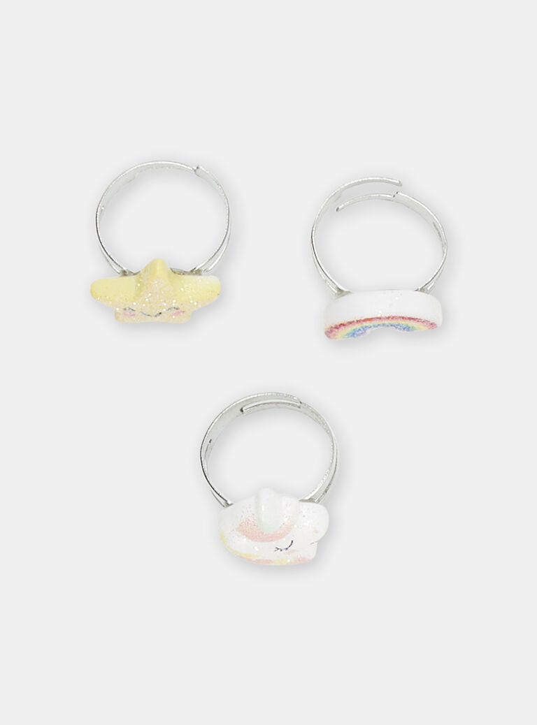 3 bagues brillantes multicolores fille
